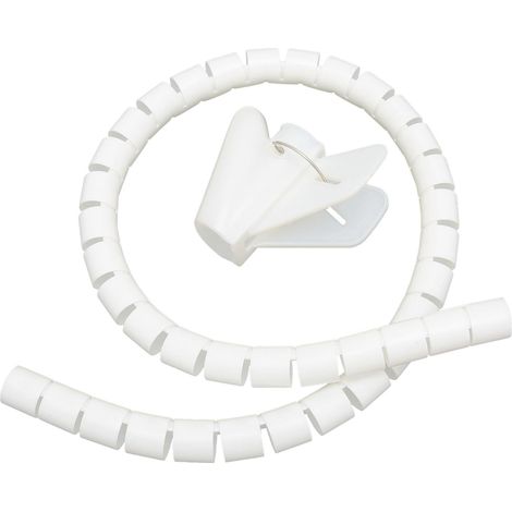 Gaine de rangement pour câbles enroulés, tube d'enroulement ouvert avec clip, 10 mètres, blanc, diamètre 16 mm (1/5)