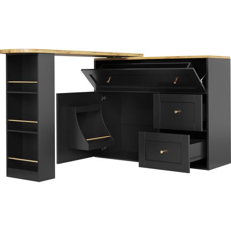 Bar tavolo estensibile con contenitore nero 138-204 x 39 x 105 cm in MDF e metallo (1/5)
