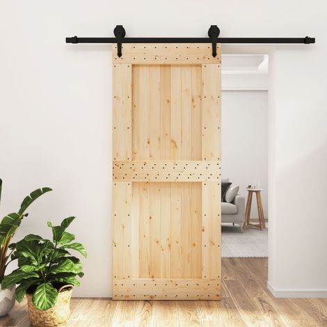 Puerta corredera con herrajes madera maciza de pino 90x210 cm vidaXL (1/5)