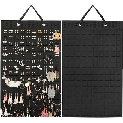 Organisateur De Boucles D Oreilles - 20 Crochets Pour Colliers - 150 Plaques En Feutre - Dimensions 57 X 34,5 Cm - Fixation Murale - 1 Piece (1/5)