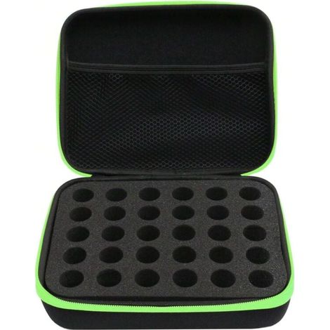 Le fourre-tout pour huiles essentielles peut contenir 30 grilles pour organisateur de bouteilles à roulettes de 1 à 3 ml, étui rigide pour la maison, les voyages et les présentations (vert) (1/4)