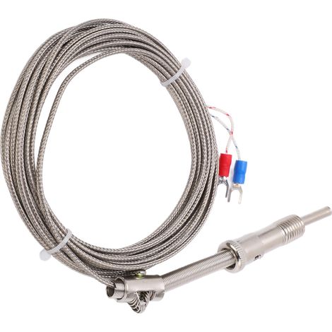 Thermocouple K type sonde à ressort compression acier inoxydable M12 5mm 0-400°C câble blindé 5m pour industrie (1/5)