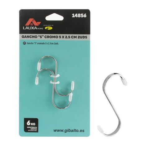 Gancho S Cromo Lauxa Home 2 Unidades 5x2.5cm  Resistencia 6kg (1/5)
