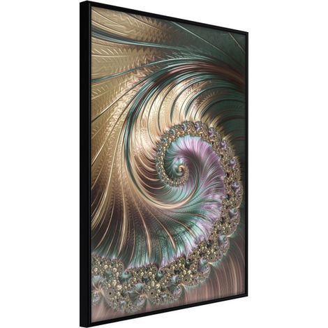 Affiche Murale Encadrée "Iridescent Spiral" 30 x 42 cm Noir