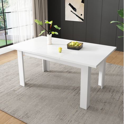Tavolo da pranzo in MDF bianco 120x70 cm con vano contenitore nascosto (1/5)