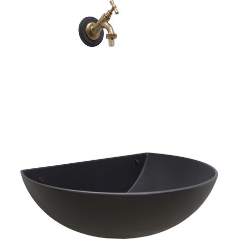 Fontaine murale modèle Venezia, couleur fonte avec robinet bruni pour la maison et le jardin