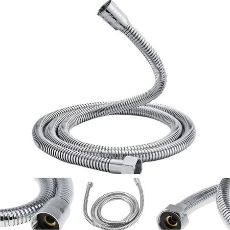 Flexible de douche en acier inoxydable de 2 pouces avec finition chromée, raccord G1/2, universel, pour douchette et installation dans la salle de bain.-AquaForge (1/4)
