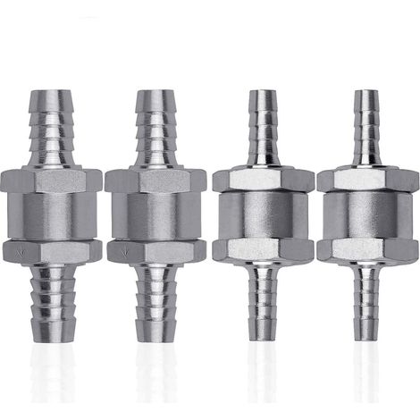 4 Stück Kraftstoff-Rückschlagventil aus Aluminiumlegierung, 6/8/10/12 mm Kraftstoff-Rückschlagventil mit Pfeil für Benzin, Diesel, Auto, Boot, Motorrad