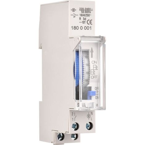 Minuterie mécanique 24H – Programmable 15 min – Montage rail DIN – Batterie intégrée NI-MH – Charge max 1000W – Pour lampadaires et ventilation - AC220-240V (1/5)
