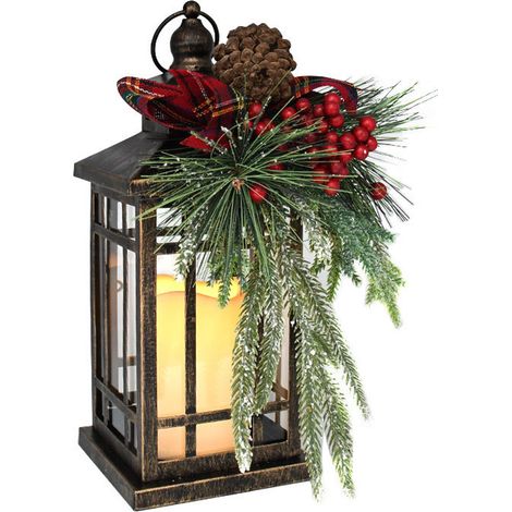 Lanterne boule de neige de Noël, bougie vacillante, décoration intérieure extérieure (1/5)