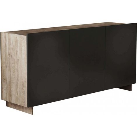 Credenza Carlile Antracite e Rovere Chiaro 150x40x76 h cm in Truciolare bilaminato Nero (1/5)