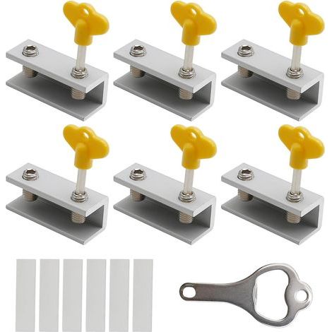 Serratura per finestra con chiave, serratura di sicurezza regolabile, sicurezza bambini, facile da installare, installazione domestica pratica, 6 pezzi (1/4)
