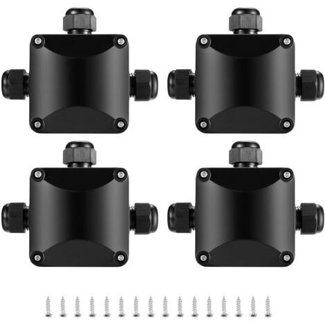 4 Pièces Boîte de Jonction IP68, Connecteur Étanche 3 Voies Connecteurs Boîtier Électrique Extérieur, Boite Raccord Electrique Etanche - Ø 5.5mm-10 mm/Noir (1/5)