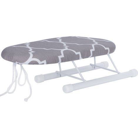 Mini-Klappbügelbrett für Ärmel, Manschetten und Kragen, ideal für Zuhause und unterwegs. Klassisches Gittermuster.