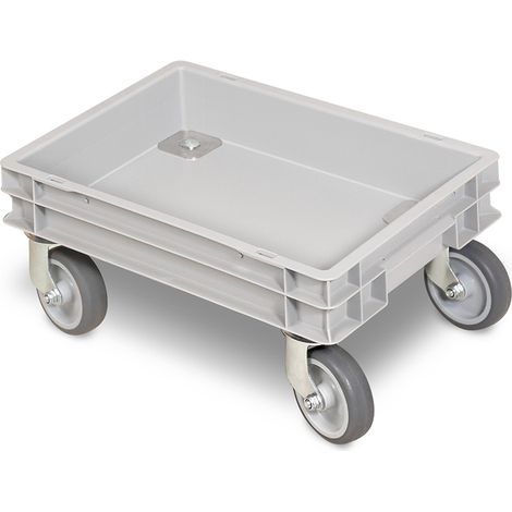 BRB Rollkasten für 400x300mm Eurobehälter, graue Gummiräder, TRG 100 kg, grau (1/2)