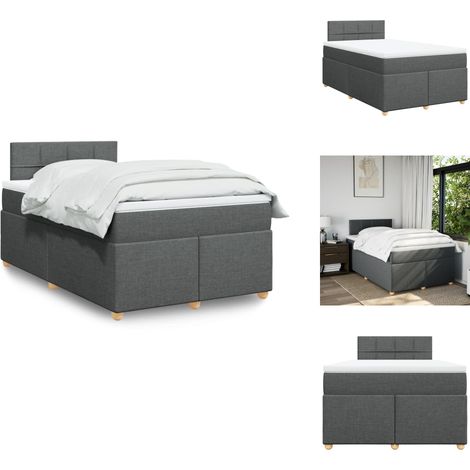 Sommier à lattes de lit avec matelas Gris foncé 120x200cm Tissu - Sommier À Lattes De Lit - Sommiers À Lattes De Lit - Lit - Meuble De Chambre À Coucher (1/5)