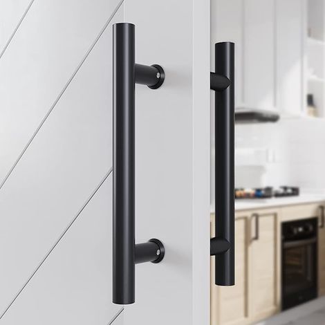 300x180mm Sliding Barn Door Handle, Double Sided H Handle for Glass/Timber Door, Stainless Steel, Matte Black (1/5)