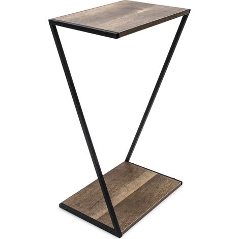 Holz Pflanzenständer mit Metall Gestell - 50 x 29 cm - Dekotisch zum Zustellen mit 2 Ablageflächen