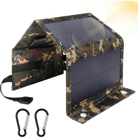 Chargeur solaire portable pliable 20W 5V - Panneau solaire USB avec sortie, Énergie solaire pour activités extérieures (vélo, randonnée, camping, voyage), Alimentation durable résistante aux rayures ( (1/5)