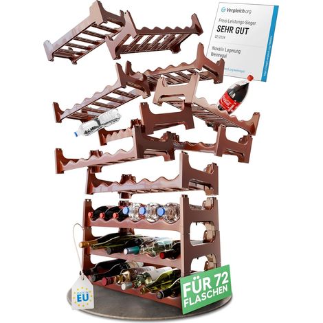 Casier à bouteilles modulaire marron 72 bouteilles empilable