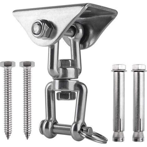 Innovative 304 Stainless Steel Ceiling Hook, 500kg Capacity, 360° Rotation, Suspension for Concrete and Wood Set, Hanging Chair, Hanging Lamp, Hammock, Yoga, with 4 Fixing Screws (1/5)