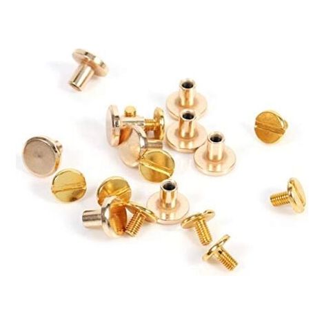 10 Sets 5/6.5/8mm Solid Brass Rivets for Leather Craft Belt Flat Screws Solid Brass Stud Head Rivets for DIY Leather Decoration Binding (8mm) (1/3)