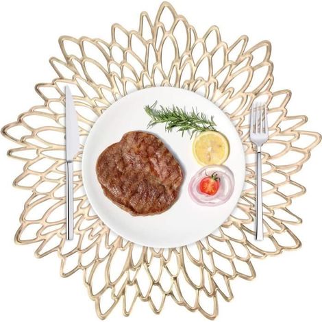 Runde Tischsets – 4 Stück – Rutschfest – Waschbar – Goldene Veredelung
