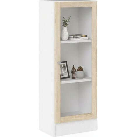 Dmora - Libreria Alexiane, Scaffale da ufficio, Mobile portalibri, Biblioteca, 41x28 h107 cm, Bianco e Quercia