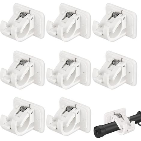 Lot De 8 Support Rideau Sans Percage, Porte Tringle Rideau Sans Percage Supports de Tringle Auto-Adhésifs Support Adhésif Tringle Rideaux, pour Rideaux Suspendus ou Porte-Serviettes Blanc Plastique (1/5)