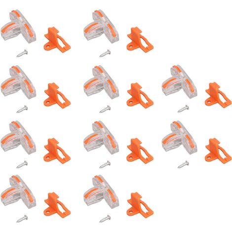 10-teiliges Set T-förmiger Drahtverbinder, transparentes Kupfer-PC-Gehäuse, Schnellverbinder-Klemmenblock, Orange