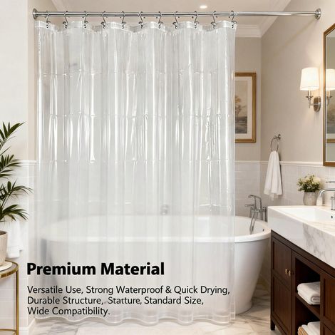 Doublure de rideau de douche en plastique clair, Doublure de rideau de douche imperméable premium avec œillets antirouille et 3 aimants, Format standard 72 pouces pour salle de bain (1/5)