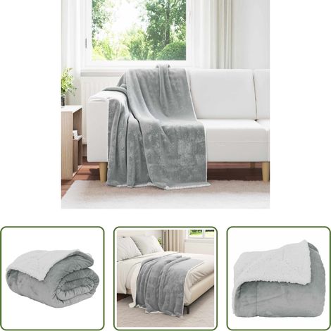 Plüschdecke - Überwurfdecke Grau 130 x 150 cm Fleece (1/5)