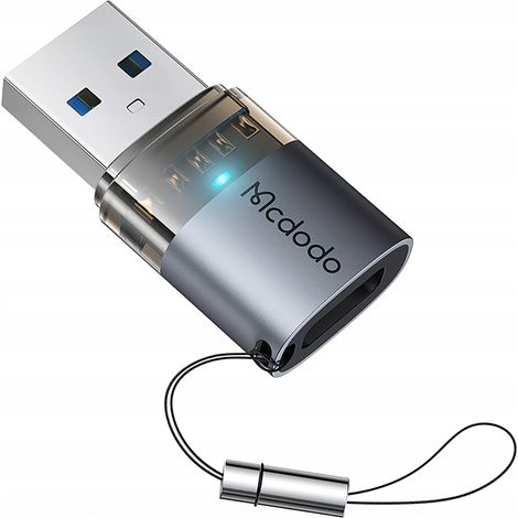 Adaptador Mcdodo USB-A 3.0 a USB-C a USB tipo C 3A 5GB OTG LED (1/5)