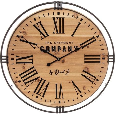 Atmosphera – Pendule murale silencieuse D 58 cm en bois et métal – Mécanisme sans tic tac – Design rétro pour salon et bureau