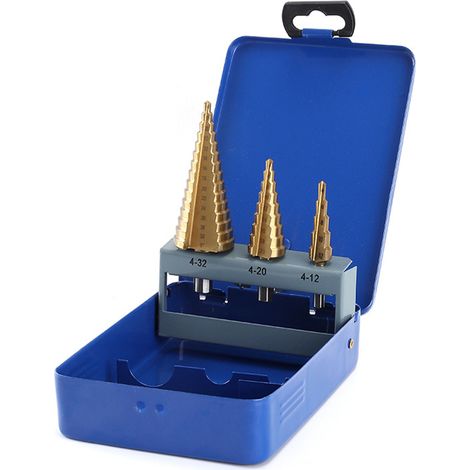 Mèche étagée - Queue Hexagonale Plaquée Titane - Perage Métal Bois Plastique - Set 3 Pièces 4-32mm (1/5)