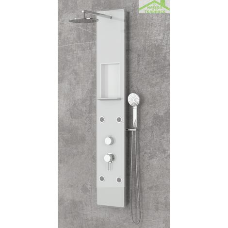Colonne de douche hydromassante CLIO en verre trempé 140 cm (1/5)