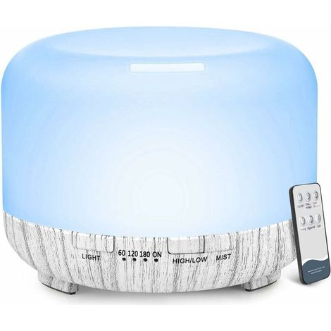 Essentis Oil Diffusers, 500ml Wood Grain Diffusers for Essential Oils, Large Room, Home, Aromatherapy Oil Diffuser with Cool Mist (White Wood Grain) (1/5)