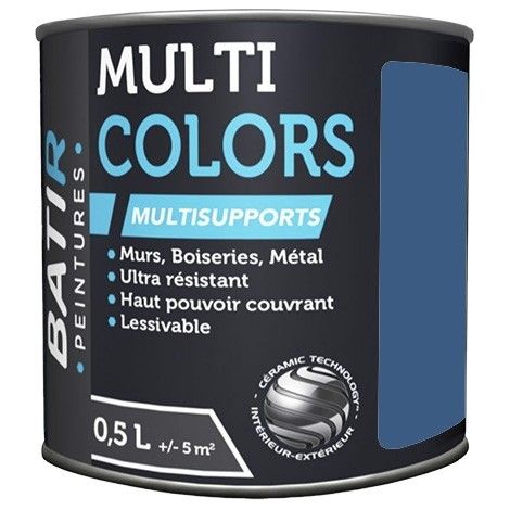 Peintures Multi Colors BÂTIR Satin Soyeux Bleu cobalt 0,5 L (1/2)