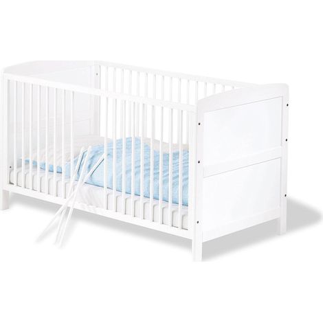 Letto per bambini Pinolino "Viktoria", per materasso 70 x 140 cm, 3 barre rimovibili, parzialmente solido, bianco, trasformabile in letto per ragazzi, altezza regolabile (1/4)