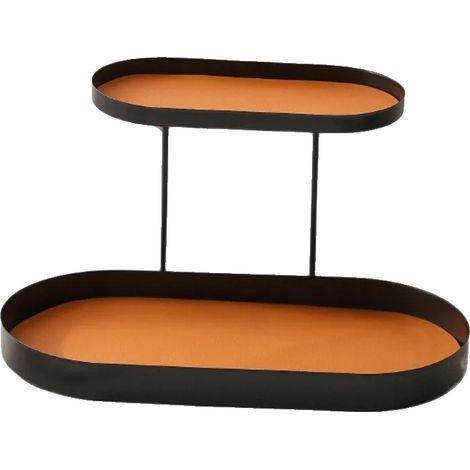 Étagère de rangement, construction en métal et cuir, design moderne, Style 3 (1/2)