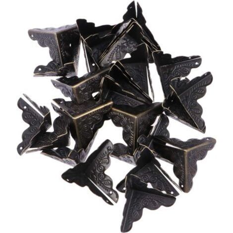 Lot de 30 Protections d'angle en métal pour coffres, Protection de Coin décorative Vintage avec 120 Clous aléatoire