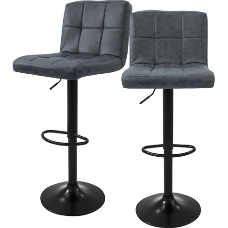 ML-Design Set di 2 Sgabelli da Bar Rivestimento in Ecopelle Antracite Sgabello Imbottito da Cucina Bistrot Regolabile in Altezza 63-83 cm Girevole a 360° Sedia Imbottito Alto con Schienale Poggiapiedi (1/5)