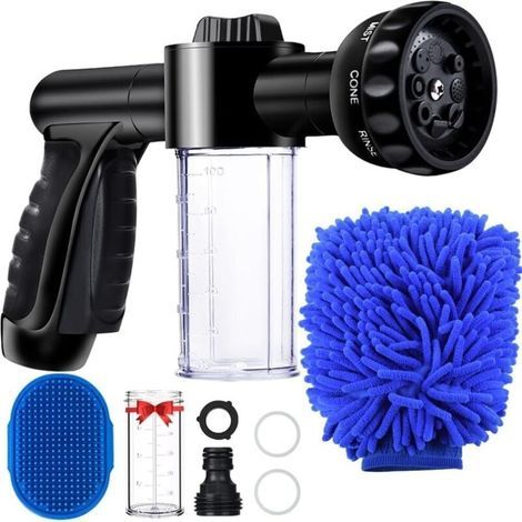 Garden hose spray gun with soap reservoir and 8 spray patterns, foam water spray gun for garden and car washing (1/5)