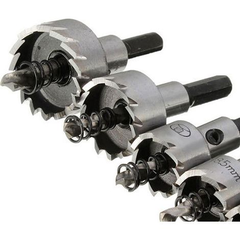 5-teiliges Lochsägen-Bohrer-Set, Holzbearbeitungswerkzeug zum Aufbohren von Metall- und Eisenplatten, inklusive Box, Naturfarbe (1/5)