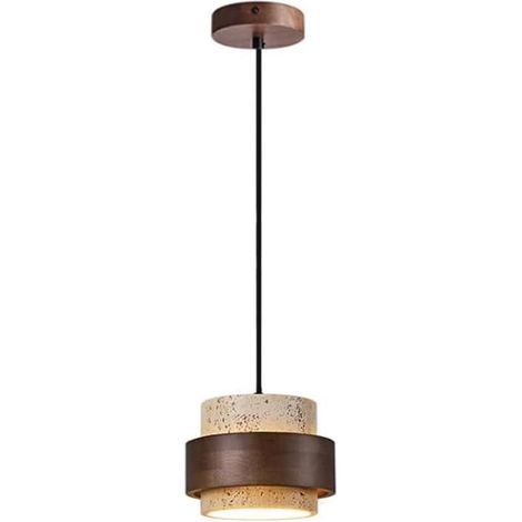 Lustre en travertin jaune, lustre décoratif rétro et créatif, plafonnier en bois GX5.3, idéal pour les salons, lumière chaude. (1/5)