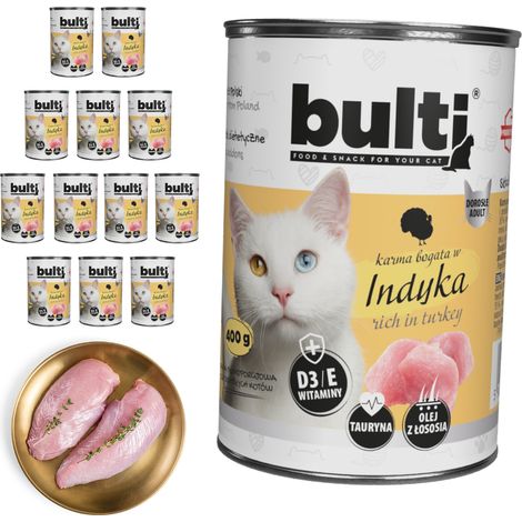 BULTI pâtée pour chat à la dinde, boîte de 12 x 400 g (1/3)