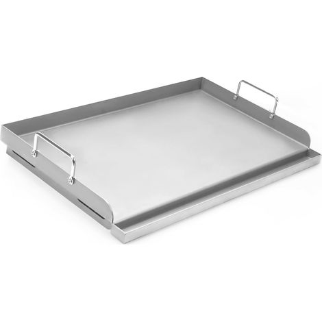 Plaque de cuisson rectangulaire 63,5 x 40,6 cm pour barbecue à gaz et barbecue au charbon de bois, avec poignée amovible pour hamburgers, barbecue à gaz et plus encore (1/5)