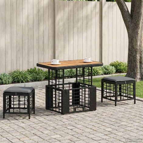 vidaXL  Garden Dining Set  with Cushion 3 pcs Black and Grey