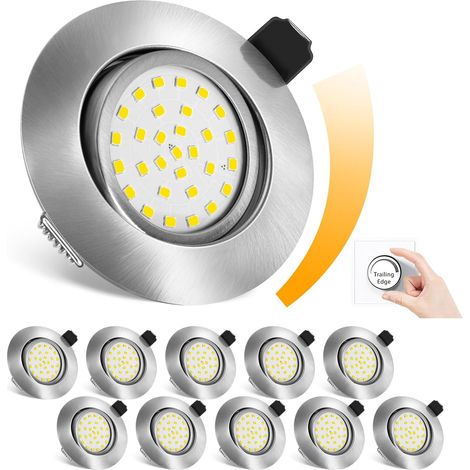 Spot LED Encastrable Dimmable,Extra Plat-25mm Spot Orientable ,Encastré Lampe 6000K Blanc Froid 5W 600LM Equi. 70W Ampoule Halogène IP44 Plafonnier Encastré,pour salle de bain, salon, boite de 10 (1/5)