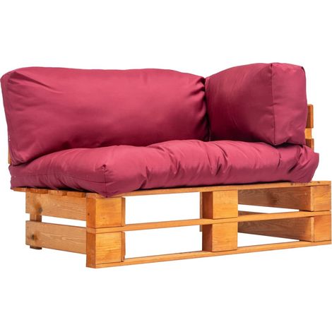 Garten-Palettensofa mit Roten Kissen Kiefernholz (1/5)